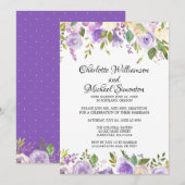Paarse Ivoren Bloem Bruiloft Ontvangst Uitnodiging (Voorkant / Achterkant)