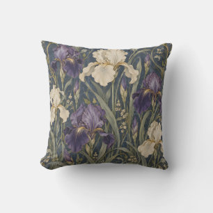 Paarse Ivoren Iris Art Nouveau Kussen