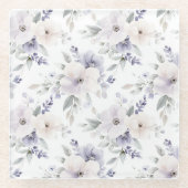 Paarse ivoren lavendelbloemen Glazen Onderzetter (Voorkant)