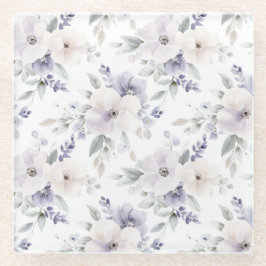 Paarse ivoren lavendelbloemen Glazen Onderzetter