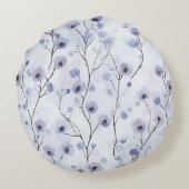  Paarse ivoren lavendelbloemen Rond Kussen (Achterkant)