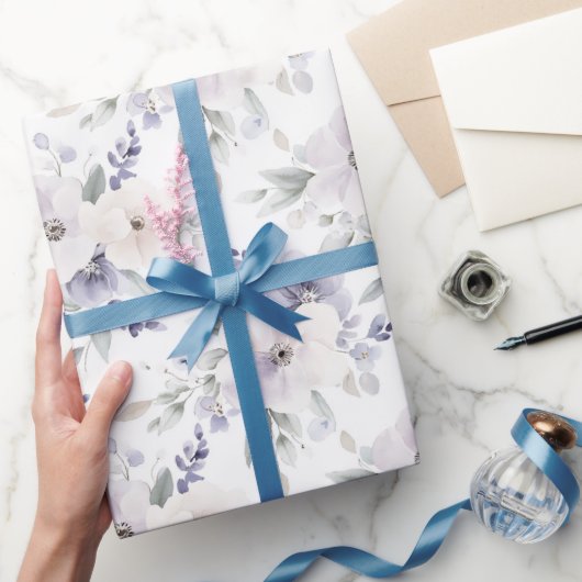  Paarse ivoren lavendelbloemen Vrijgezellenfeest Cadeaupapier (Geschenken)