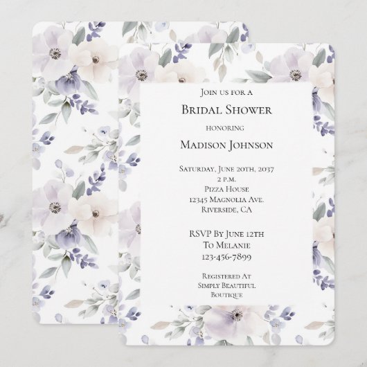 Paarse ivoren lavendelbloemen Vrijgezellenfeest Kaart (Voorkant / Achterkant)