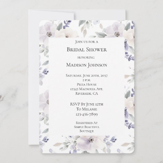  Paarse ivoren lavendelbloemen Vrijgezellenfeest Kaart (Voorkant)