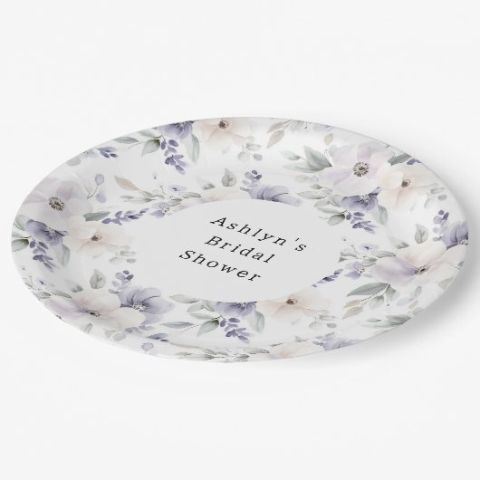  Paarse ivoren lavendelbloemen Vrijgezellenfeest Papieren Bordje (Gekanteld)