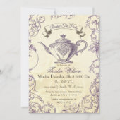 Paarse ivoren Rozen  Bridal Tea nodigt uit Kaart (Voorkant)