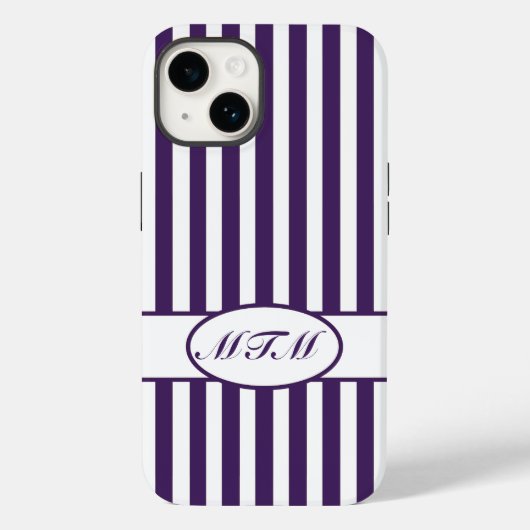 Paarse jaarstrips met monogram Case-Mate iPhone case (Achterkant)