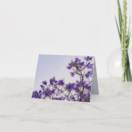 Paarse Jacaranda boom met Maan, lente esthetiek Bedankkaart