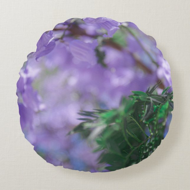 Paarse Jacaranda-boombloemen Rond Kussen (Voorkant)