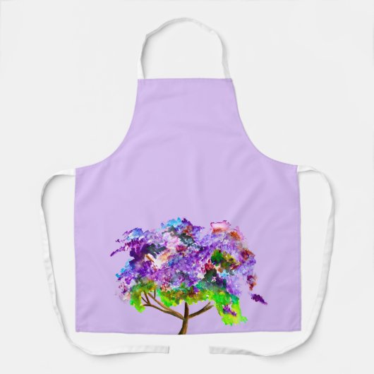 Paarse Jacaranda-boomkunst waterverf Schort (Voorkant)