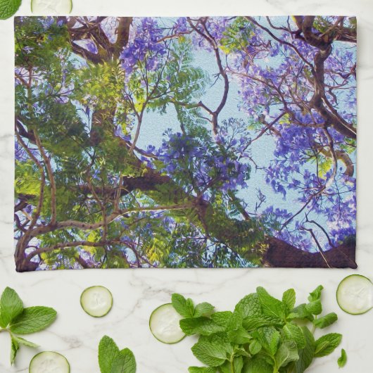 Paarse Jacaranda-kleur van het boomwater, Theedoek (Gevouwen)