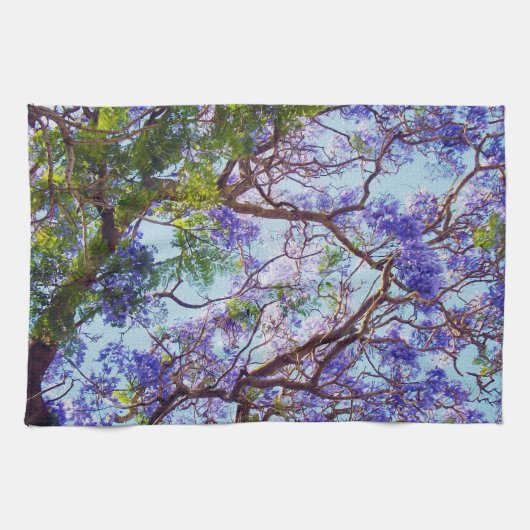 Paarse Jacaranda-kleur van het boomwater, Theedoek (Horizontaal)