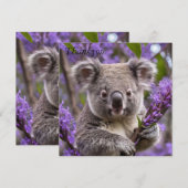 Paarse Jacaranda Koala Beer, Bedankkaart (Voorkant / Achterkant)