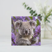 Paarse Jacaranda Koala Beer, Bedankkaart (Staand voorkant)