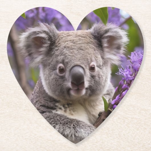 Paarse Jacaranda Koala Beer, Kartonnen Onderzetters (Voorkant)