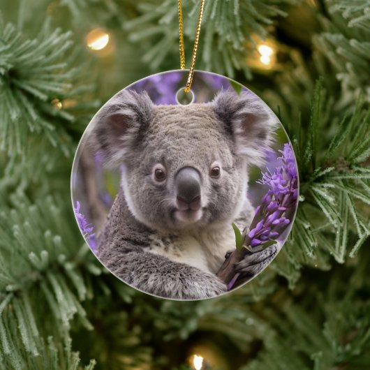 Paarse Jacaranda Koala Beer, Keramisch Ornament (Boom)