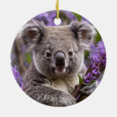 Paarse Jacaranda Koala Beer, Keramisch Ornament (Achterkant)