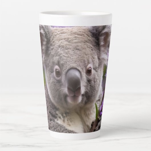 Paarse Jacaranda Koala Beer, Latte Mok (Voorkant)