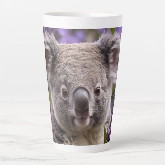 Paarse Jacaranda Koala Beer, Latte Mok (Voorkant)