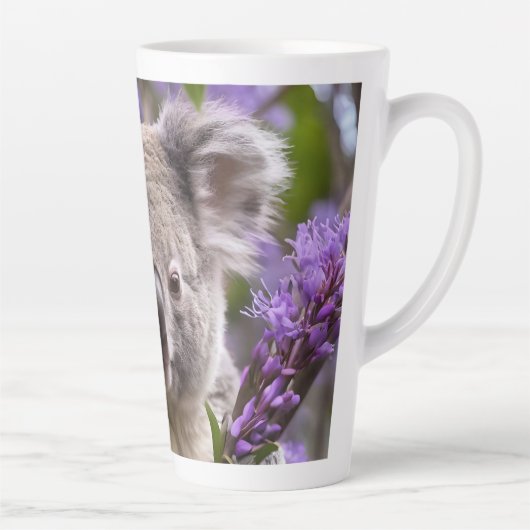 Paarse Jacaranda Koala Beer, Latte Mok (Rechts)