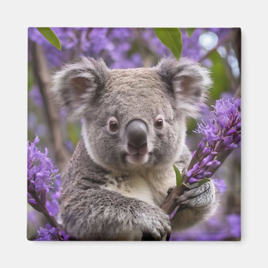 Paarse Jacaranda Koala Beer, Magneet (Voorkant)
