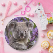 Paarse Jacaranda Koala Beer, Papieren Bordje (Feest)