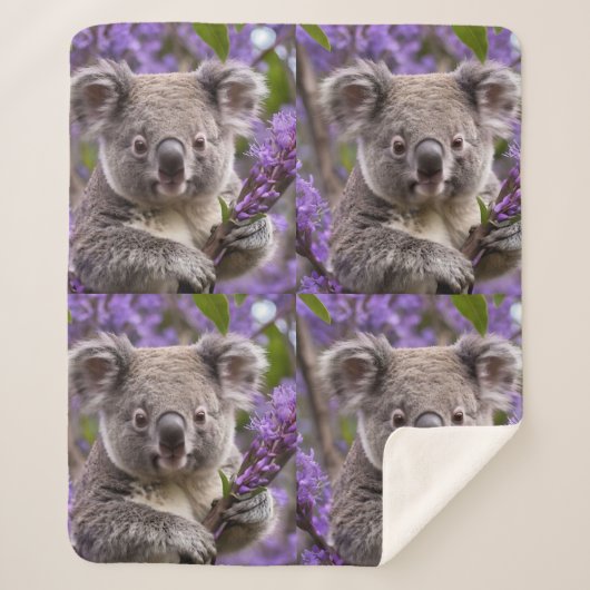 Paarse Jacaranda Koala Beer, Sherpa Deken (Voorkant)