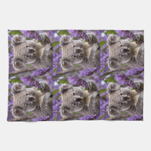 Paarse Jacaranda Koala Beer, Theedoek