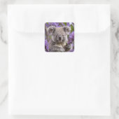 Paarse Jacaranda Koala Beer, Vierkante Sticker (Tas)