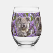 Paarse Jacaranda Koala Beer, Wijnglas Zonder Voet (Achterkant)