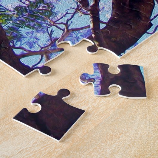 Paarse Jacaranda Tree Oil Painting, Legpuzzel (Zijkant)