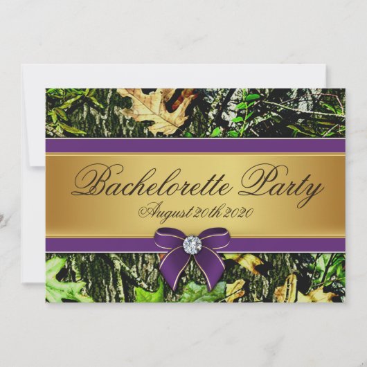 Paarse jachtCamo Bachelorette Kaart (Voorkant)