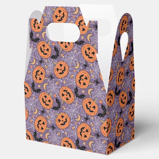 Paarse Jack-O-Lantern Halloweenpatroon Bedankdoosjes (Geopend)