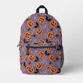 Paarse Jack-O-Lantern Halloweenpatroon Bedrukte Rugzak (Voorkant)