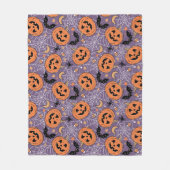 Paarse Jack-O-Lantern Halloweenpatroon Fleece Deken (Voorkant)