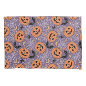 Paarse Jack-O-Lantern Halloweenpatroon Kussensloop (Voorkant)