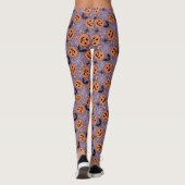 Paarse Jack-O-Lantern Halloweenpatroon Leggings (Achterkant)