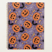 Paarse Jack-O-Lantern Halloweenpatroon Planner (Voorkant)