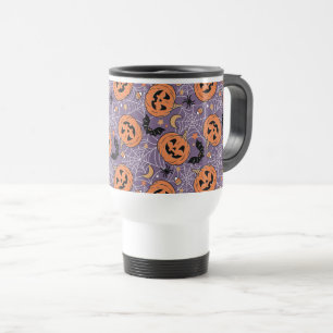 Paarse Jack-O-Lantern Halloweenpatroon Reisbeker