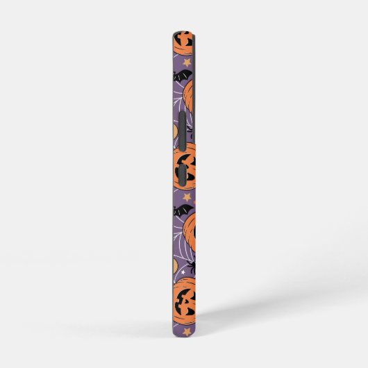 Paarse Jack-O-Lantern Halloweenpatroon Samsung Galaxy Hoesje (Rechterkant)