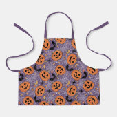 Paarse Jack-O-Lantern Halloweenpatroon Schort (Voorkant)