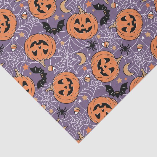 Paarse Jack-O-Lantern Halloweenpatroon Tissuepapier (Detail)