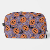 Paarse Jack-O-Lantern Halloweenpatroon Toilettasje (Voorkant)