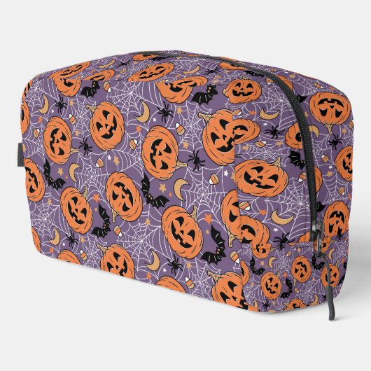 Paarse Jack-O-Lantern Halloweenpatroon Toilettasje (Rechterhoek)