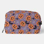 Paarse Jack-O-Lantern Halloweenpatroon Toilettasje (Achterkant)