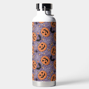 Paarse Jack-O-Lantern Halloweenpatroon Waterfles