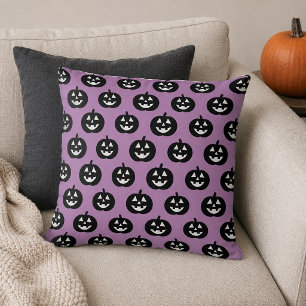 Paarse Jack o Lantern Pompoen Patroon Halloween Kussen