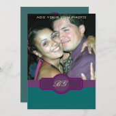 Paarse Jade Wedding Invitting Monogrammen Foto Kaart (Voorkant / Achterkant)