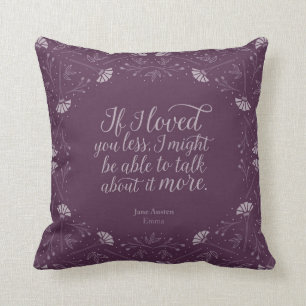 Paarse Jane Austen Emma Floral Love Quote Kussen