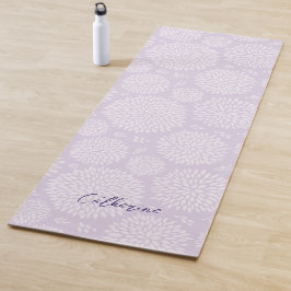 Paarse Japans geïnspireerde bloemenpatroon Monogra Yogamat